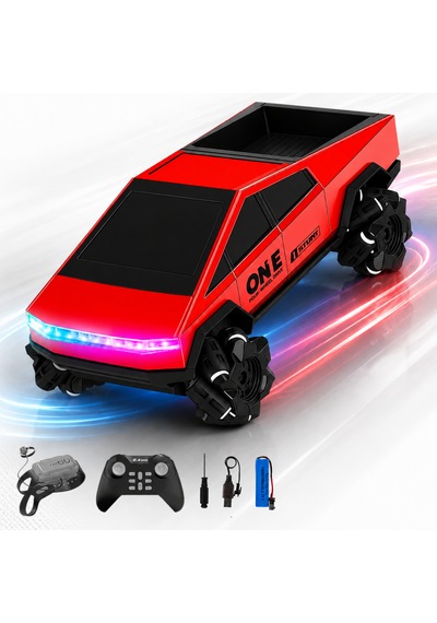 Oyuncak Uzaktan Kumandalı Şarjlı Akrobat Cybertruck Araba 4x4 Drift Araç Bilekten Kumandalı Led Işıklı 2.4 Ghz 6 Farklı Led Işık Modu 18 Cm