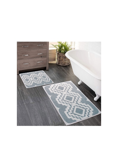 2 Li Bukle Banyo Takımı Banyo Tekstili/modern/doğal/sade/şık Kaymaz Taban -612 Gri