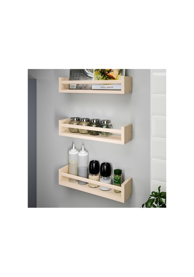 Bekvam Baharatlık Rafı Duvar Rafı Çerçeve Rafı Kitaplık Ahşap Raf 40x10x9 Cm Çok Renkli