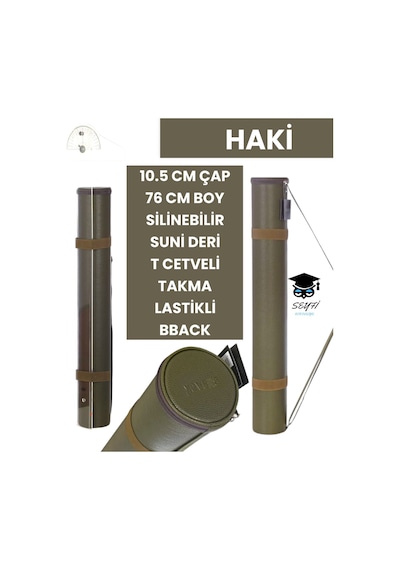 Proje Tüpü Bazuka 10.5 Cm Çap 76 Cm Boy Silinebilir Suni Deri T Cetveli Takma Lastikli Bback