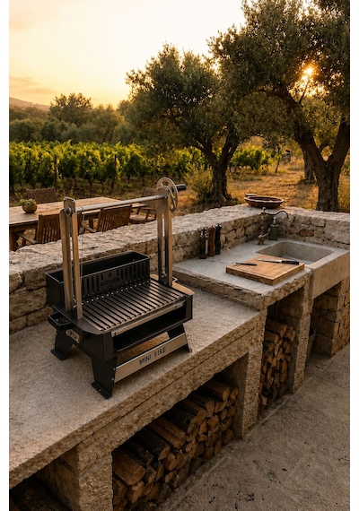 Gordion Fire Mini Fire Asado Usulü Ayarlanabilir Izgara Paslanmaz