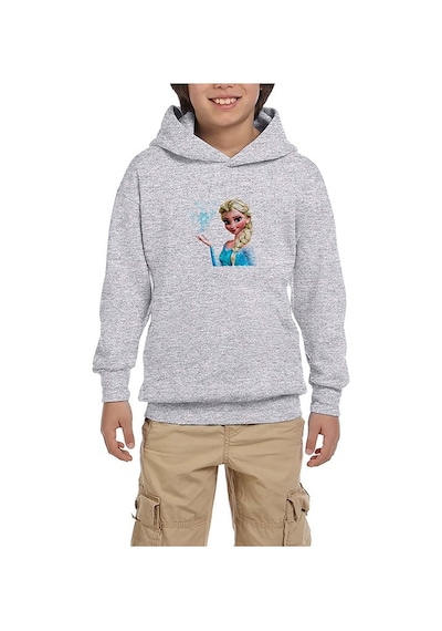 Zepplin Giyim Karlar Ülkesi Elsa Face Gri Çocuk Kapşonlu Sweatshirt Gri