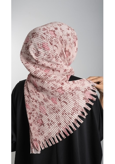 Hürrem Bone Bej Pratik Hazır Geçmeli Tesettür Eşarp Kesik Elyaf Piliseli Çiçe (553629989) Bej