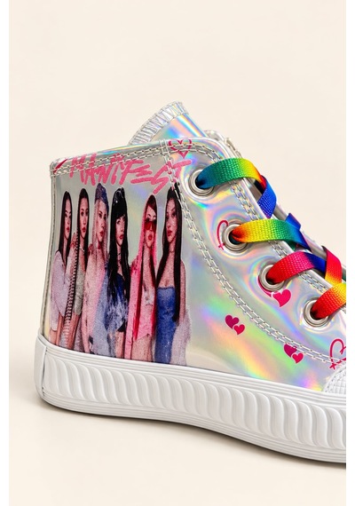 Nese Shoes Manifest, Unicorn Baskılı Kız Çocuk Işıklı Sneaker.spor Ayakkabı Gri