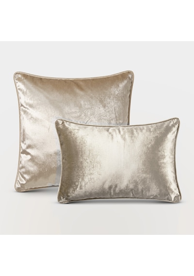 "veléa" Parlak Kadife Dokulu Kırlent Kılıfı Seti Bej