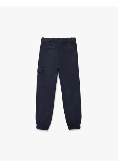 Koton Pamuklu Gabardin Beli Bağcıklı Kargo Pantolon Lacivert 6wkb40035tw Lacivert