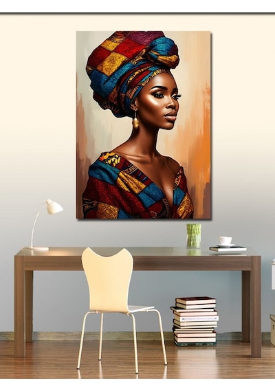 Kanvas Tablo Afrikalı Desenli Kadın 70cmx100cm