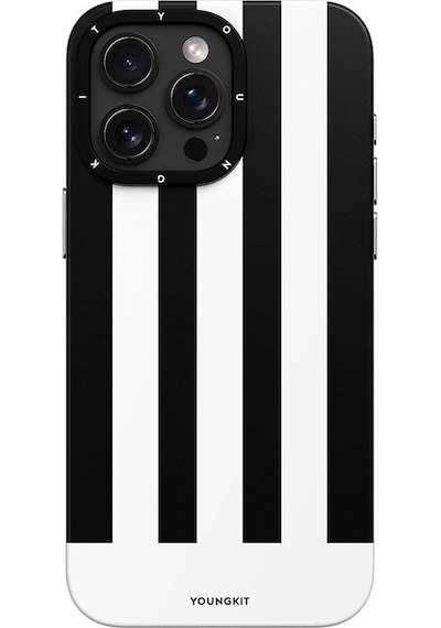 Apple Uyumlu iPhone 15 Pro Kılıf Magsafe Şarj Özellikli Youngkit Striped Piano Keys Serisi Kapak Siyah