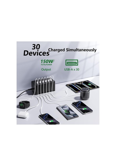 30 Port Usb Şarj Aleti 150w 2.4a Fast Şarj Çoklu Şarj İstasyonu