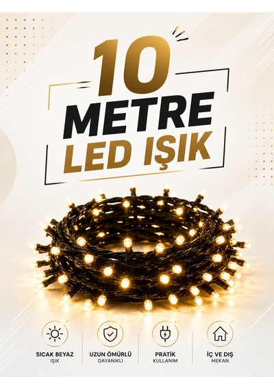 10 Metre Led Işıklı Dekoratif Parti Ve Kutlama Aydınlatması Çokrenkli