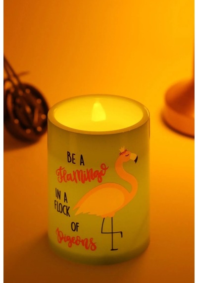 3 Lü Flamingo Led Mum Bardak Tipi Pilli Dumansız Alevli Dekoratif Yapay Mum 10 Cm Yeşil