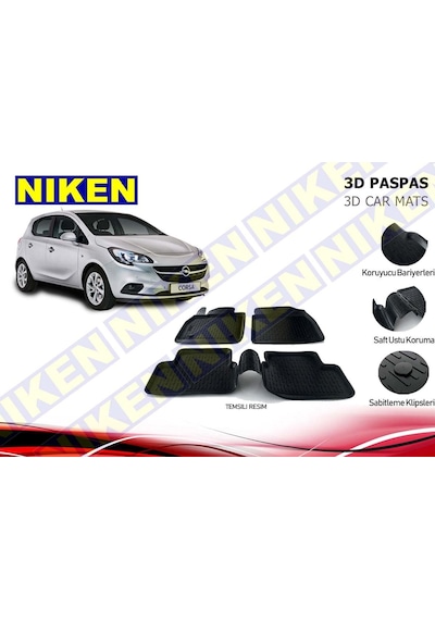 Opel Corsa E 3D Havuzlu Paspas 2015+ Niken