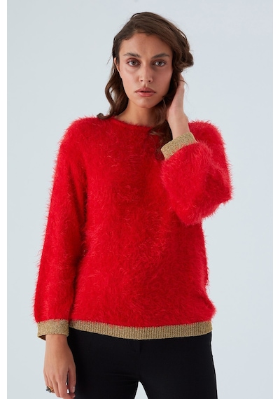 Peraluna De Vılle Pullover Kol Ve Etek Ucu Simli Kadın Triko Kazak Kırmızı-kırmızı Kırmızı Peraluna De Vılle Pullover Kol Ve Etek Ucu Simli Kadın Triko Kazak Kırmızı-kırmızı Kırmızı