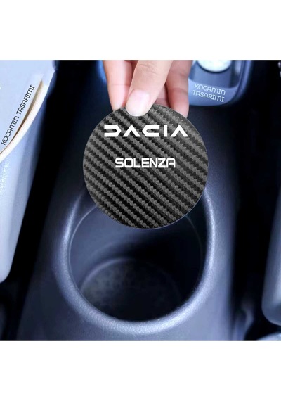 Dacia Solenza 7 Cm Karbon Araç Bardak Altlığı Dacia Solenza Yazılı Şık Ve Dayanıklı Tasarım 2 Adet 2 Adet