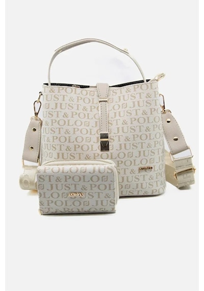 Just Polo Kadın Su Geçirmez Şık El & Omuz Çantası Ve Cüzdanı Kombin Shopper Vizon