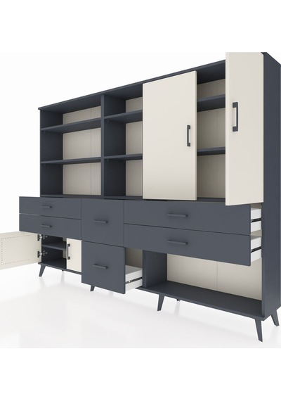 Arges Dolap 10 Raflı 6 Çekmeceli 4 Kapaklı 220x30x163 Antrasit-ay Antrasit-aytaşı/antrasit Arges Dolap 10 Raflı 6 Çekmeceli 4 Kapaklı 220x30x163 Antrasit-ay Antrasit-aytaşı/antrasit