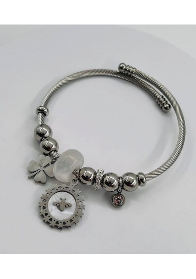 Lucky Bee Charm Bileklik Sedefli Altın - Gümüş