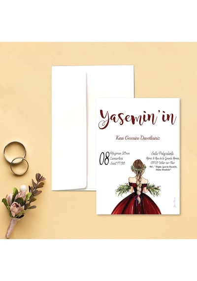 Yarendavetiyeotuz9 100 Adet Beyaz Zarflı Davetiye (486092018)-Değer 1-Değer 2