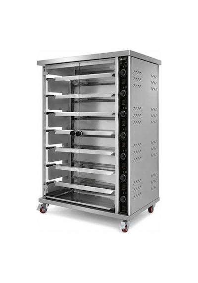 7 Şişli Elektrikli Piliç Çevirme Fırını - 35 Tavuk Kapasiteli Profesyonel Rotisserie Fırın