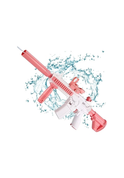 Uzun Namlulu M416 Şarjlı Su Tüfeği Otomatik 60 Cm Elektrikli Su Tabancası Pembe