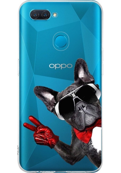 Oppo A5s İle Uyumlu 1mm Slim Fit Köpek 2 050e Baskılı Şeffaf Kılıf Şeffaf