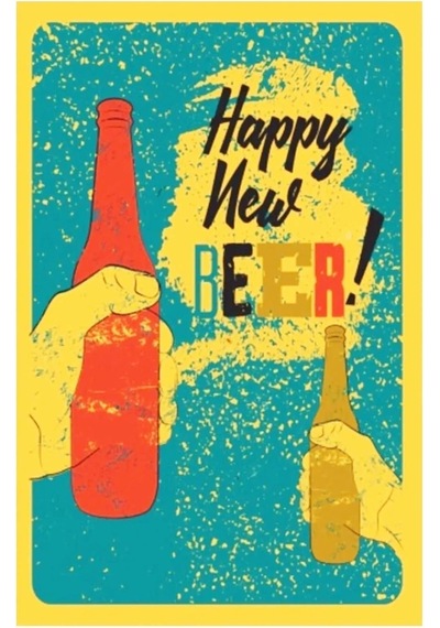 Kuşe Kağıt Duvar Posteri Happy New Beer Retro Vintage Drtr0032 7/8 Yaş