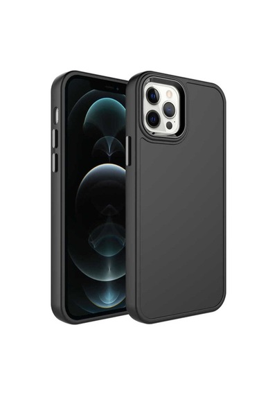 Apple Uyumlu iPhone 13 Pro Kılıf Metal Çerçeve Ve Buton Tasarımlı Sert Zore Botox Kapak Siyah