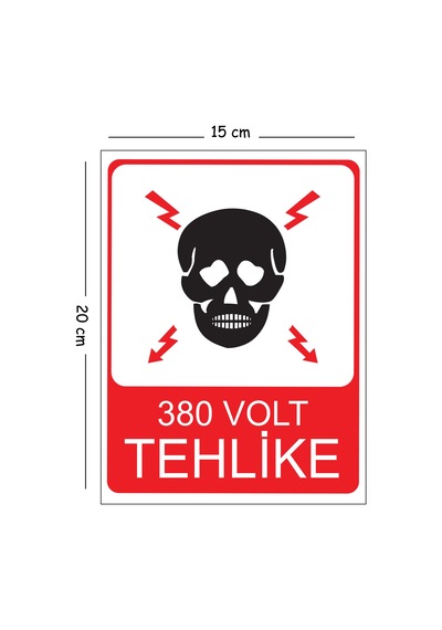 Metal 380 Volt Tehlike 15x20 Cm Uyarı İş Güvenliği Levhası