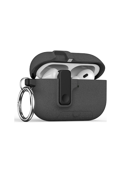 Mobaxaksesuar Apple Uyumlu AirPods Pro 3. Nesil İle Kılıf Standlı Kilitli Tpu Premium Matte Trip Case Koyu Gri