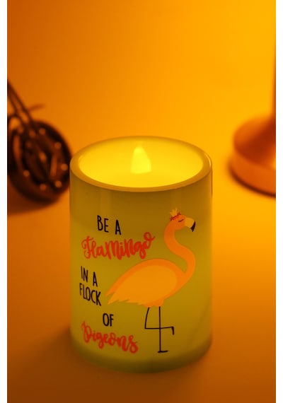 Flamingo Led Mum Bardak Tipi Pilli Dumansız Alevli Dekoratif Yapay Mum Işıldak Dekor Lambası 10 Cm