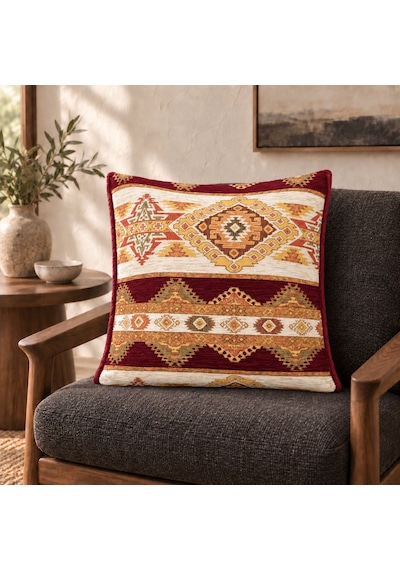 Bk Gift El Yapımı Otantik Türk Kilim Kırlent Yastık 43x45 Cm -4 Bohem Etnik Dekoratif Koltuk Yastığı Çok Renkli