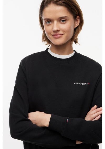 Tommy Hilfiger Tjw Kadın Regular Essential Logo 1 Bisiklet Yaka Siyah Sweatshirt-16430