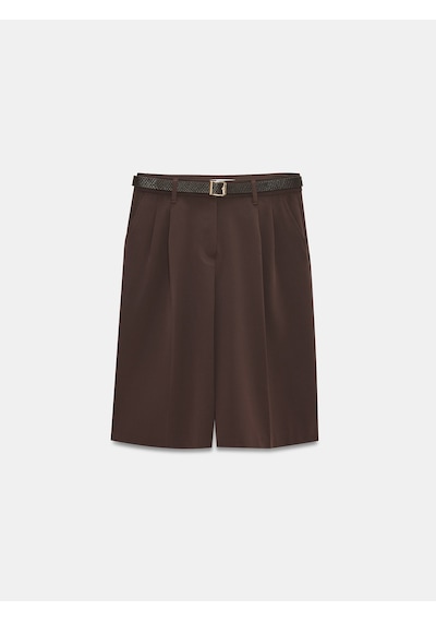 Dilvin 72652 Pilili Kemerli Bermuda-kahve Kahve