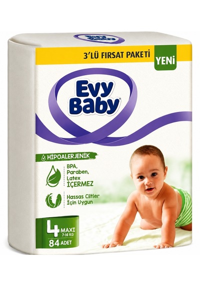 Evy Baby Bebek Bezi Maxi 3lü Fırsat 4 Numara 84'lü