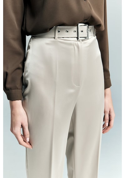 Lisa Saten Duble Paça Pantolon - Taş-137244 Taş