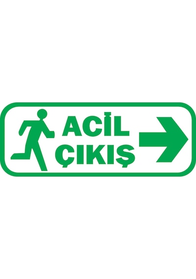 Acil Çıkış Yazısı (16 X 6 Cm) Yeşil & Siyah