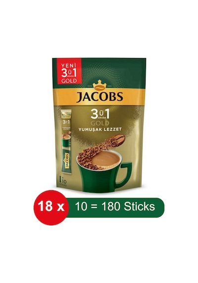 Jacobs 3 Ü 1 Arada Gold Yumuşak Lezzet Hazır Kahve 18 x 10'lu