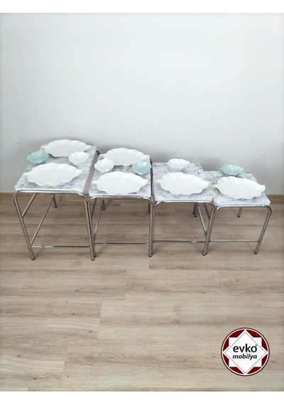 Evko Mobilya Buket Sehpa, 4'lü Zigon Sehpa, Servis Sehpası, Iç Içe Geçen Sehpa , Ahşap Sehpa, Dikdörtgen Sehpa