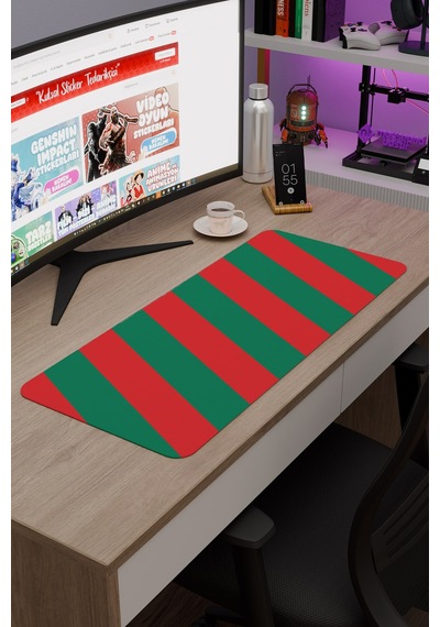 Yeşil Kırmızı 70x30 Xl Taraftar Gaming Oyuncu Mouse Pad Kaymaz Taban Büyük Klavye Fare Altlığı Şerit