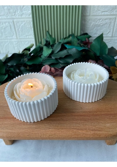 Bernami Mum Pinterest 2'li Dekoratif Mumluk Beton Kase Mum Diğer