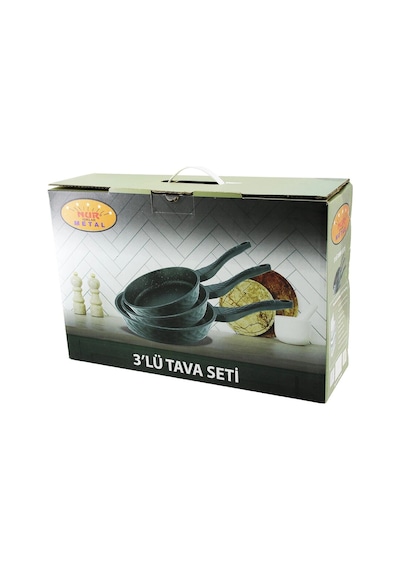 Nur Işıklar Metal 3pcs Döküm Tava Seti 20-24-28cm 5468 Çok Renkli