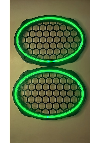 Hoparlör Kapağı Oval 20 Cm Ledli 2'li Takım - Yeşil
