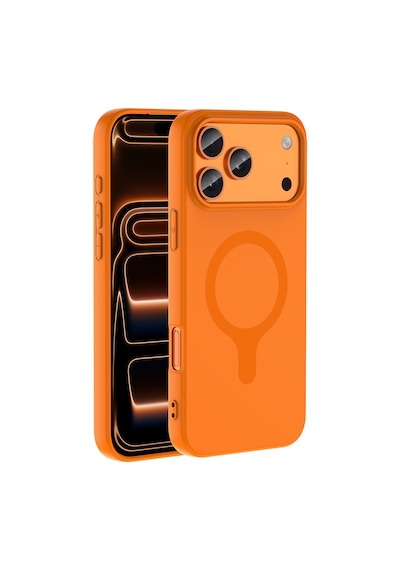 Apple iPhone Uyumlu 17 Pro Max Kılıf M-safe Şarj Özellikli Zore Aris Silikon Kapak Turuncu