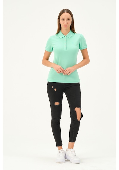 Msw Kadın Kısa Kollu Regular Fit Polo Yaka T-shirt Mint
