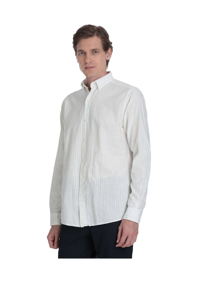 Hatemoğlu Lacivert Comfort Fit Çizgili Düğmeli Yaka Pamuk-keten Uzun Kollu Gömlek 36377 4112002 Hatemoğlu Lacivert Comfort Fit Çizgili Düğmeli Yaka Pamuk-keten Uzun Kollu Gömlek 36377 4112002