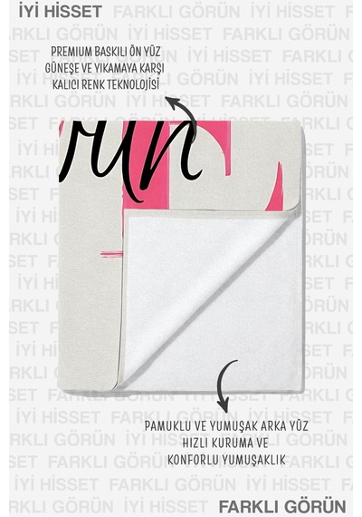 Love Yazılı Pembe Beyaz Plaj Havlusu - Modern Tipografik Romantik Hızlı Kuruyan Mikrofiber Havlu Keten Dalgası