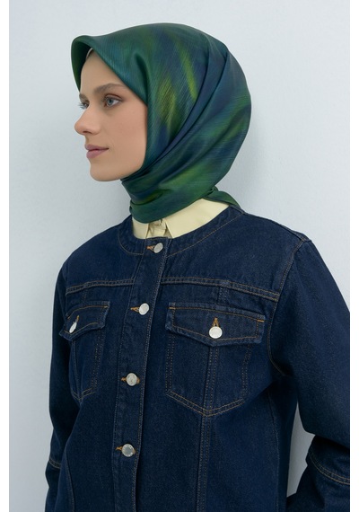 Armine Saf İpek Sura Eşarp-2026 İlkbahar-yaz- 95130d Lacivert - Yeşil