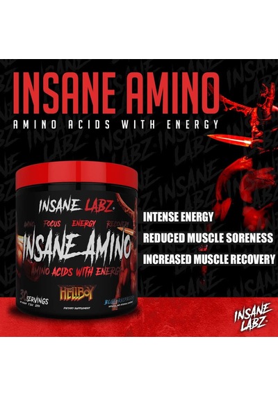 Insane Labz Insane Amino Bcaa With Energy Focus Muscle Recovery Intra Workout 30 Srvgs, Blue Raspber Aromalı