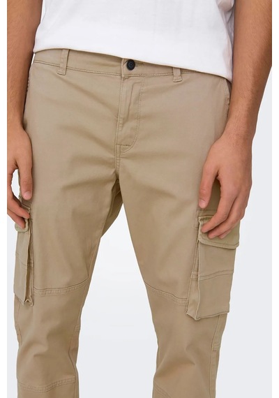 Only & Sons Erkek Onscarter Paçaları Lastikli Pamuklu Kargo Pantolon 22028434 Camel