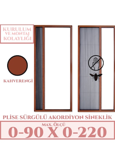 Plise Akordiyon Sineklik En:0-90 X Boy:0-220 Tüm Kapı Çeşitleri